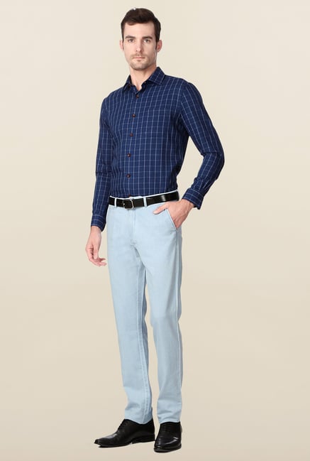 Peter England Navy Slim Fit Cotton Formal Shirt Peter England Navy Slim Fit Cotton Formal Shirt