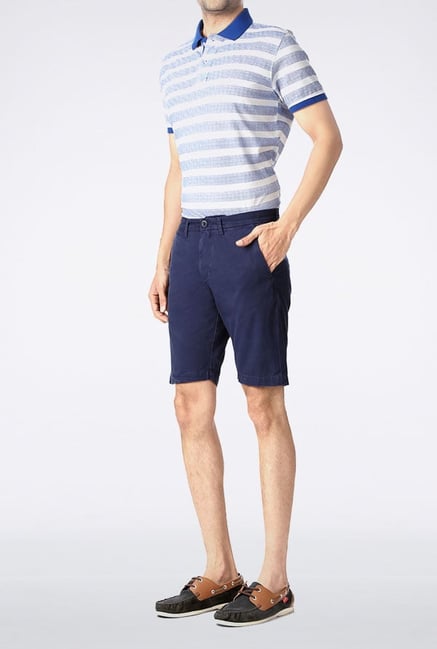 Allen Solly Navy Solid Shorts Allen Solly Navy Solid Shorts