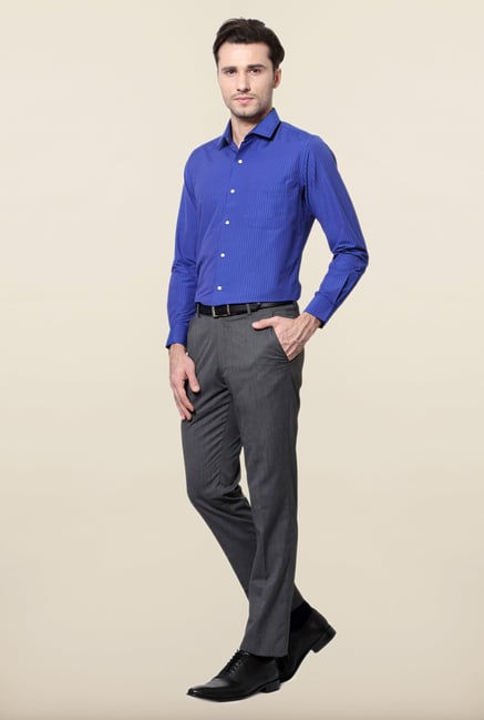 Peter England Blue Striped Slim Fit Formal Shirt Peter England Blue Striped Slim Fit Formal Shirt