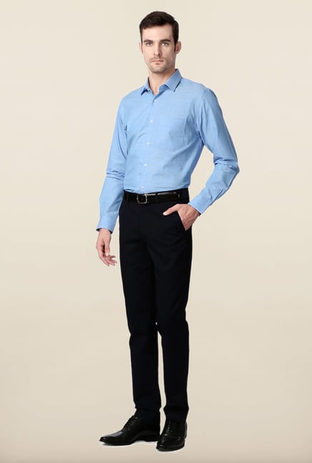 Peter England Blue Slim Fit Cotton Formal Shirt Peter England Blue Slim Fit Cotton Formal Shirt