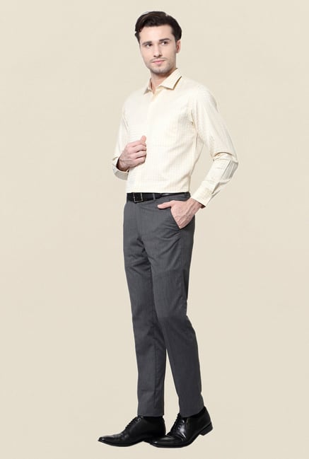 Peter England Beige & White Checks Slim Fit Formal Shirt Peter England Beige & White Checks Slim Fit Formal Shirt