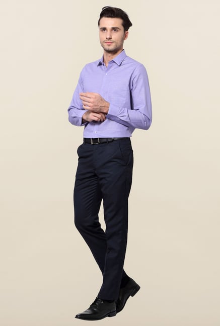 Peter England Purple Checks Slim Fit Formal Shirt Peter England Purple Checks Slim Fit Formal Shirt