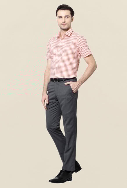 Peter England Red Checks Slim Fit Cotton Formal Shirt Peter England Red Checks Slim Fit Cotton Formal Shirt