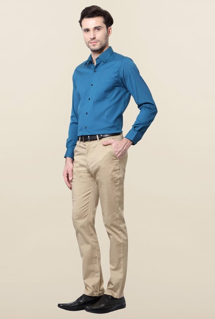 Peter England Blue Solid Cotton Formal Shirt Peter England Blue Solid Cotton Formal Shirt