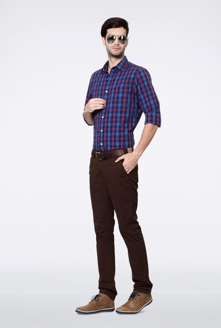 Allen Solly Blue & Pink Checks Slim fit Casual Shirt Allen Solly Blue & Pink Checks Slim fit Casual Shirt