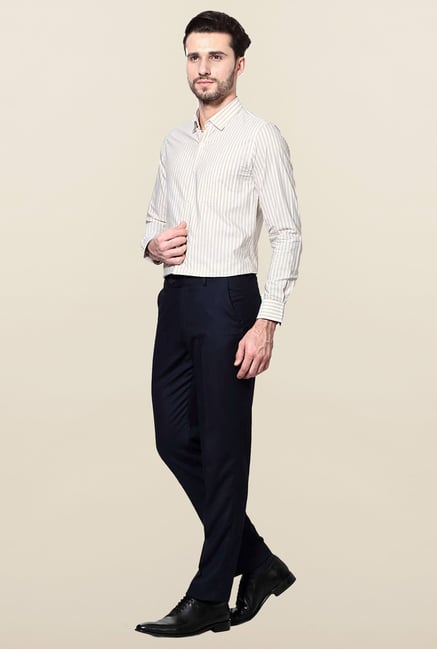 Peter England Khaki Striped Slim Fit Shirt Peter England Khaki Striped Slim Fit Shirt
