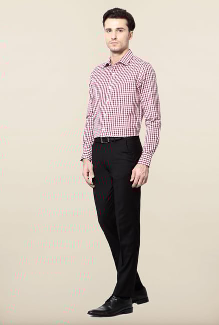 Peter England Pink Checks Slim Fit Cotton Formal Shirt Peter England Pink Checks Slim Fit Cotton Formal Shirt