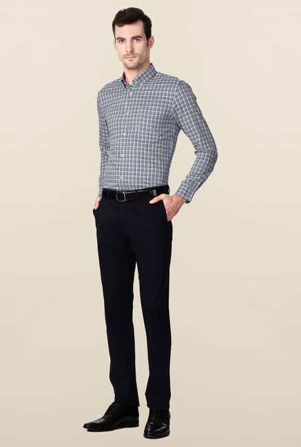 Peter England Blue & Black Checks Formal Shirt Peter England Blue & Black Checks Formal Shirt