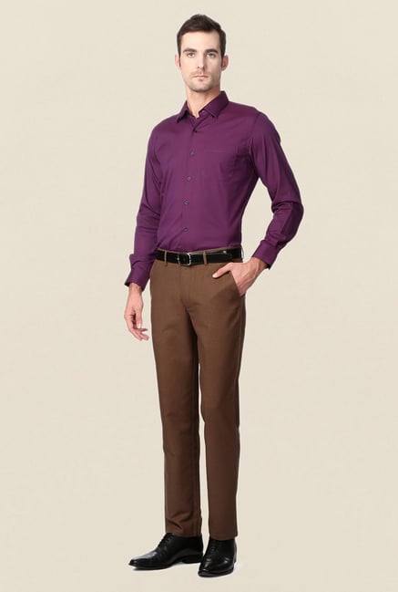 Peter England Purple Solid Slim Fit Formal Shirt Peter England Purple Solid Slim Fit Formal Shirt