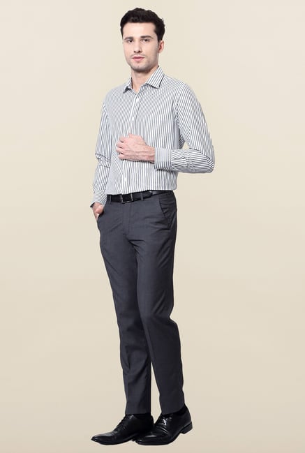 Peter England White & Black Striped Formal Shirt Peter England White & Black Striped Formal Shirt