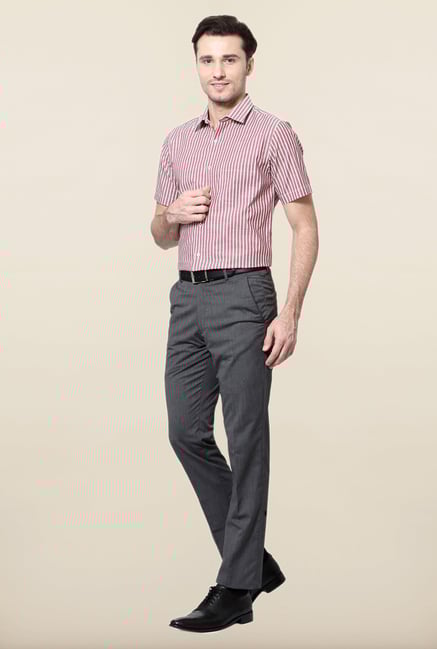Peter England Maroon Striped Formal Shirt Peter England Maroon Striped Formal Shirt