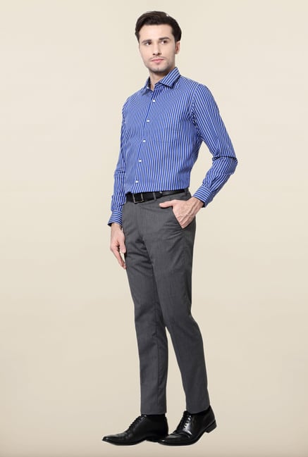 Peter England Blue Striped Slim Fit Shirt Peter England Blue Striped Slim Fit Shirt