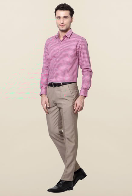 Peter England Pink & Blue Cotton Formal Shirt Peter England Pink & Blue Cotton Formal Shirt