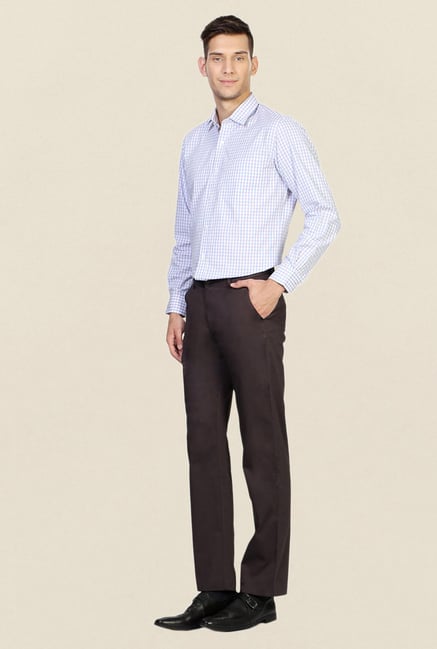 Peter England Brown Solid Cotton Trouser Peter England Brown Solid Cotton Trouser