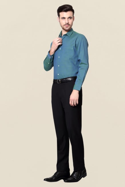Peter England Teal Cotton Formal Shirt Peter England Teal Cotton Formal Shirt