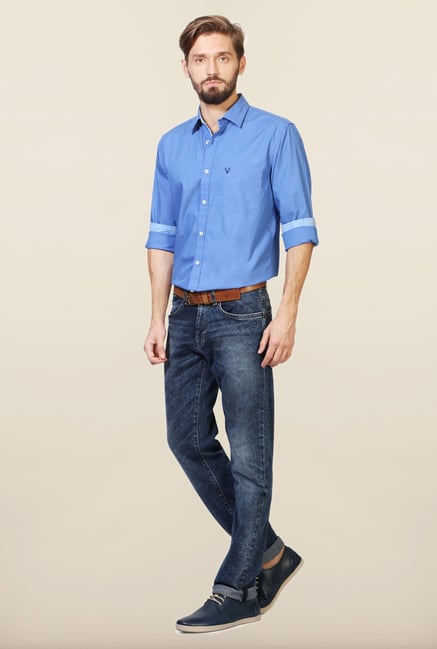 Allen Solly Blue Solid Slim Fit Shirt Allen Solly Blue Solid Slim Fit Shirt