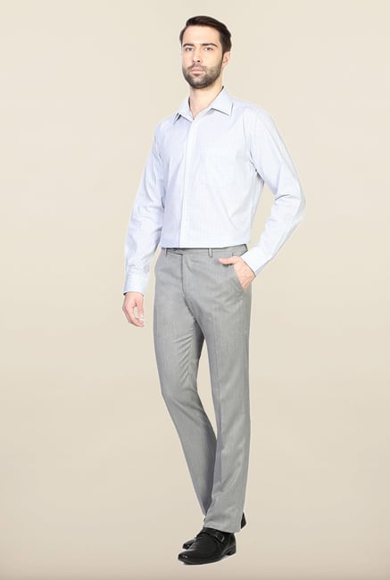 Allen Solly Grey Solid Flat Front Trouser Allen Solly Grey Solid Flat Front Trouser