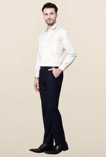 Peter England White Checks Full Sleeves Shirt Peter England White Checks Full Sleeves Shirt