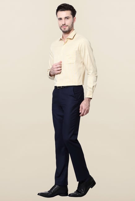 Peter England Yellow Checks Slim Fit Formal Shirt Peter England Yellow Checks Slim Fit Formal Shirt