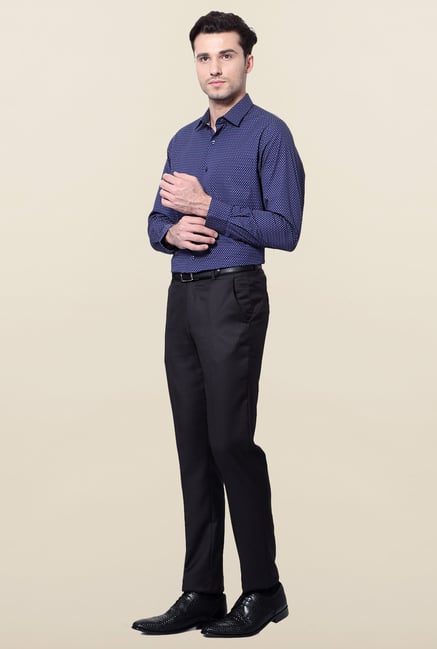 Peter England Blue Printed Slim Fit Cotton Shirt Peter England Blue Printed Slim Fit Cotton Shirt