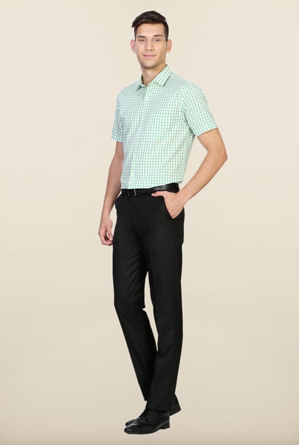 Peter England Green Checks Cotton Shirt Peter England Green Checks Cotton Shirt