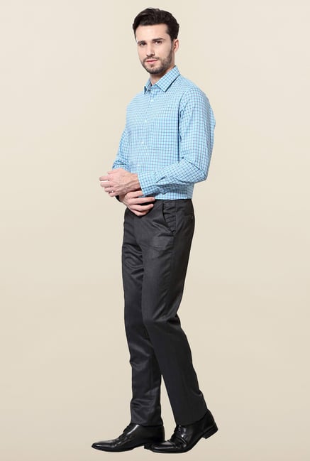 Peter England Blue Full Sleeves Cotton Formal Shirt Peter England Blue Full Sleeves Cotton Formal Shirt