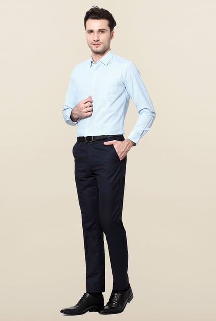 Peter England Blue Checks Slim Fit Formal Shirt Peter England Blue Checks Slim Fit Formal Shirt