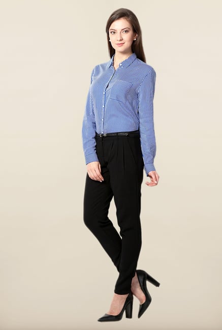 Allen Solly Blue Striped Formal Shirt Allen Solly Blue Striped Formal Shirt