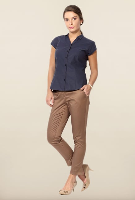 Allen Solly Navy Solid Formal Shirt Allen Solly Navy Solid Formal Shirt