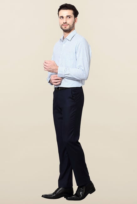 Peter England Blue Checks Cotton Shirt Peter England Blue Checks Cotton Shirt