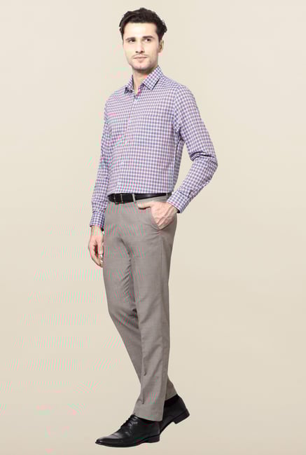 Peter England Purple & Blue Cotton Formal Shirt Peter England Purple & Blue Cotton Formal Shirt