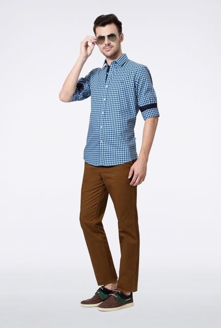 Allen Solly Blue Checks Casual Shirt Allen Solly Blue Checks Casual Shirt
