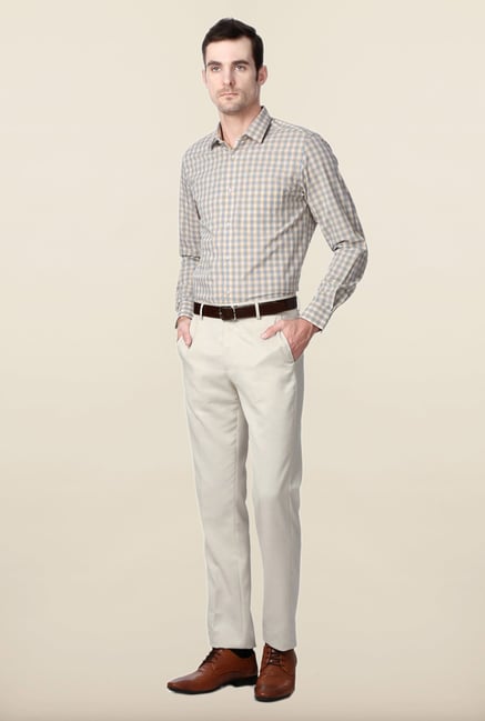 Peter England Blue & Beige Checks Formal Shirt Peter England Blue & Beige Checks Formal Shirt