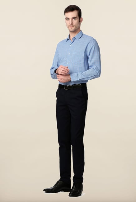 Peter England Blue Full Sleeves Cotton Shirt Peter England Blue Full Sleeves Cotton Shirt