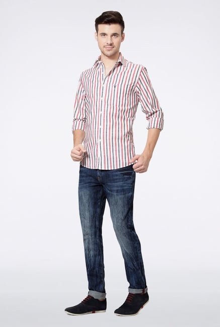 Allen Solly White Striped Slim fit Casual Shirt Allen Solly White Striped Slim fit Casual Shirt