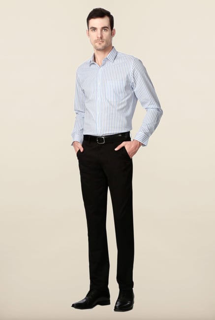 Peter England Blue Striped Cotton Shirt Peter England Blue Striped Cotton Shirt