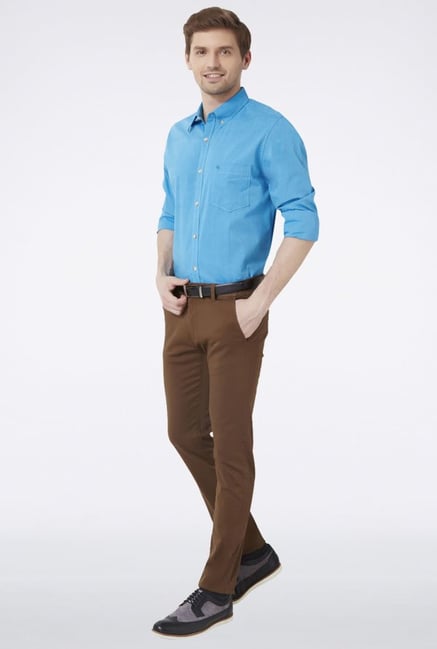 Peter England Light Blue Solid Slim fit Casual Shirt Peter England Light Blue Solid Slim fit Casual Shirt