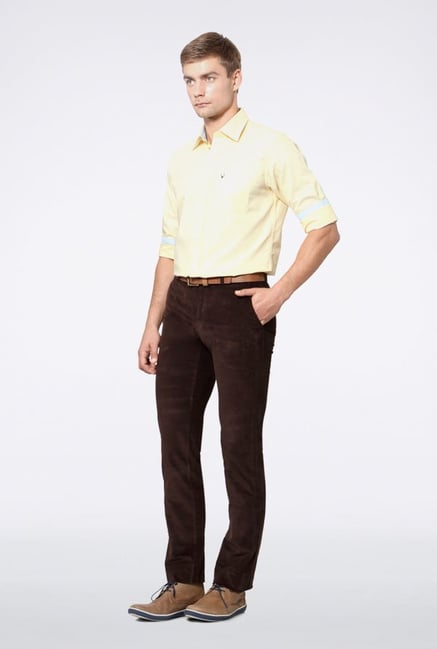 Allen Solly Yellow Solid Slim fit Casual Shirt Allen Solly Yellow Solid Slim fit Casual Shirt