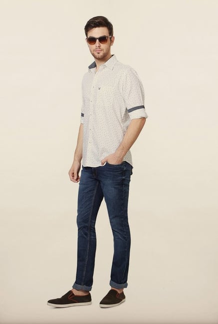 Allen Solly White Printed Slim fit Casual Shirt Allen Solly White Printed Slim fit Casual Shirt