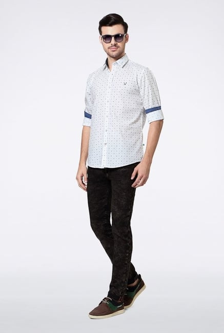 Allen Solly White Printed Slim fit Casual Shirt Allen Solly White Printed Slim fit Casual Shirt