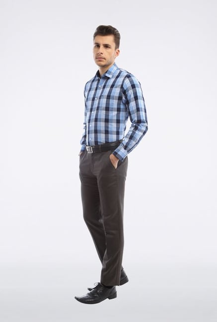 Peter England Blue & Black Checks Slim fit Casual Shirt Peter England Blue & Black Checks Slim fit Casual Shirt