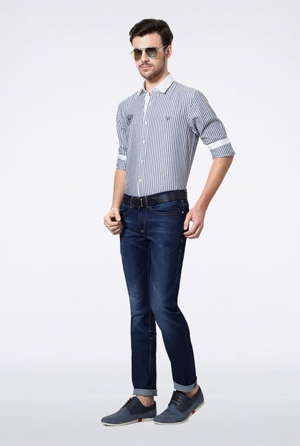 Allen Solly Blue Striped Casual Shirt Allen Solly Blue Striped Casual Shirt