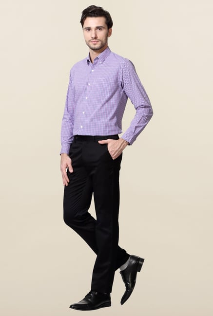Peter England Black Solid Cotton Trouser Peter England Black Solid Cotton Trouser