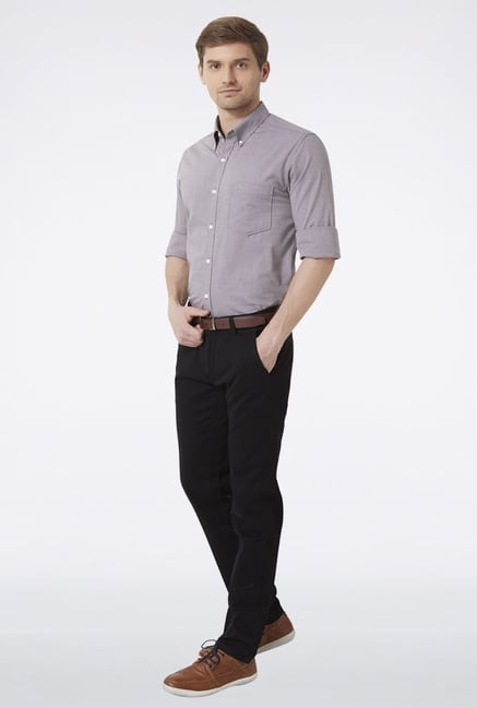 Peter England Grey Solid Slim fit Casual Shirt Peter England Grey Solid Slim fit Casual Shirt