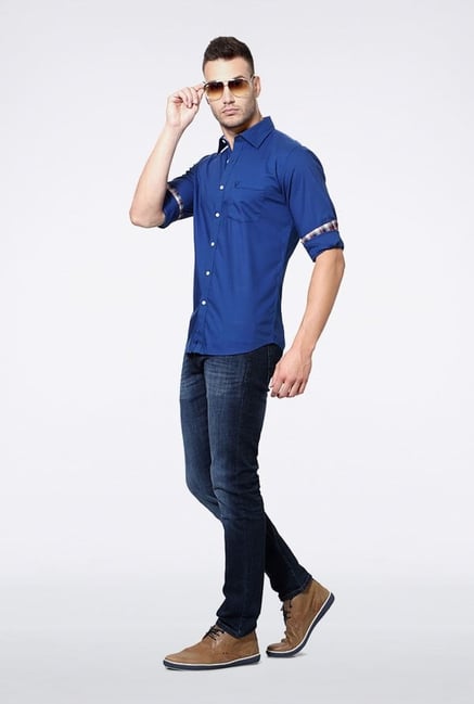 Allen Solly Blue Solid Slim fit Casual Shirt Allen Solly Blue Solid Slim fit Casual Shirt
