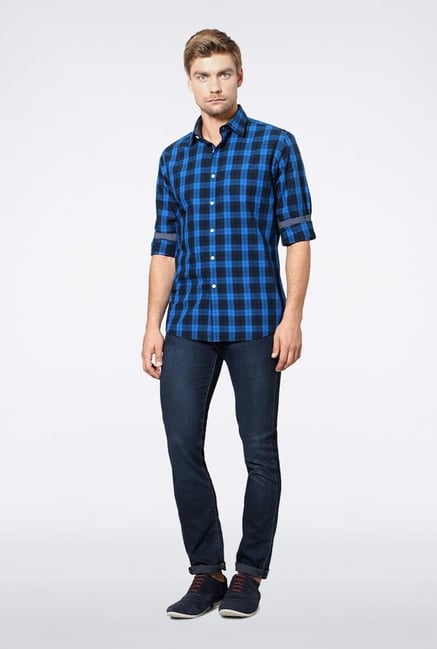 Allen Solly Blue Checks Slim fit Casual Shirt Allen Solly Blue Checks Slim fit Casual Shirt