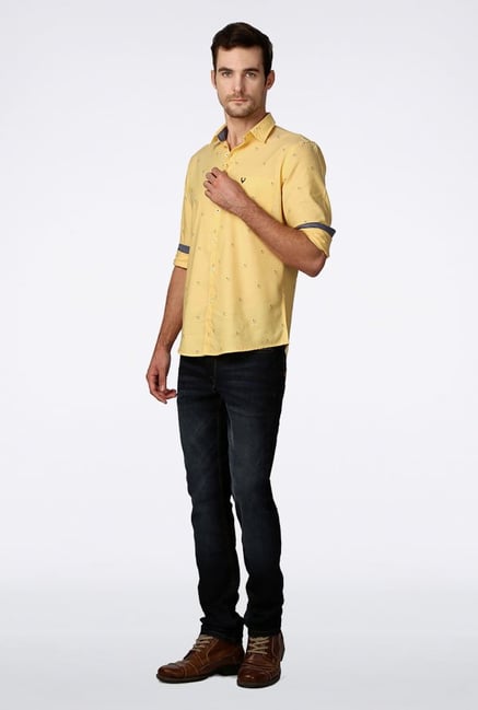 Allen Solly Yellow Printed Casual Shirt Allen Solly Yellow Printed Casual Shirt