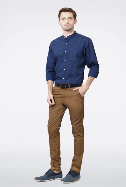 Allen Solly Blue Printed Slim fit Casual Shirt Allen Solly Blue Printed Slim fit Casual Shirt