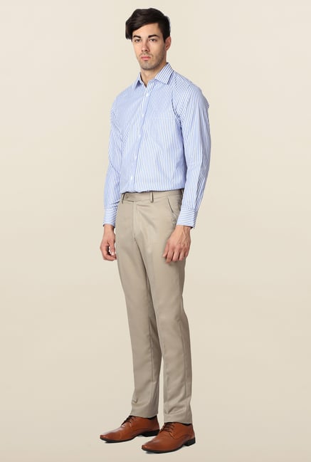 Peter England Beige Solid Slim Fit Trouser Peter England Beige Solid Slim Fit Trouser
