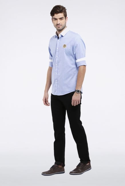 Allen Solly Light Blue Solid Casual Shirt Allen Solly Light Blue Solid Casual Shirt